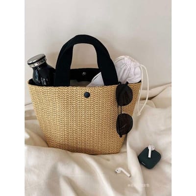 Handtas Gevlochten Stro voor Dames Koreaanse Nieuwe Stijl Ins Strandvakantie Zomer Pastorale Stijl Veelzijdige Gevlochten Tas