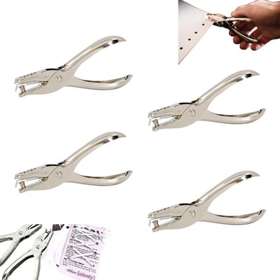 4 stuks - Enkele perforator - zilveren perforator - Enkel Gat Hand Perforator 6 mm - Geschikt voor papier, foto's, wenskaarten, kaarten - Metalen perforator - Kan meerdere vellen papier afdrukken