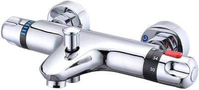 Thermostatische Douchekraan - Thermostatische Badkraan - Thermostaat Kraan - Hartafstand 15 cm - Klep G1/2 "Uitlaat - Incl 38°c Veiligheidsslot - Thermostatische Bad/Douchemengkraan - Inclusief koppelingen - Thermostaatkraan