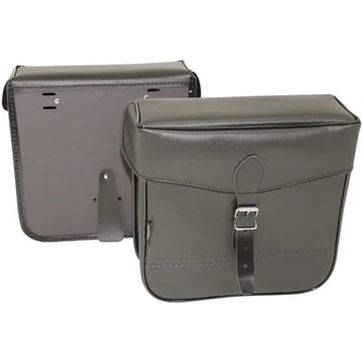 Paar fietstassen aan de achterzijde vintage - riemsluiting - lederlook Sportfabric S14 30 x 11 x 30 cm
