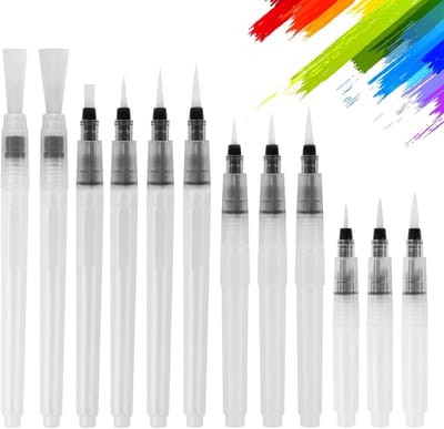 12 stuks vulbare watertankkwasten voor aquarel, waterverf en kleurmenging, ideaal voor kunstenaars