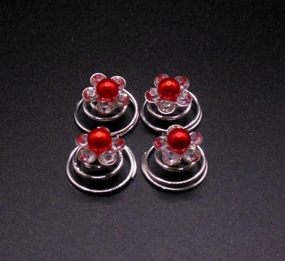 Curlies rode parel met 5 blad strass