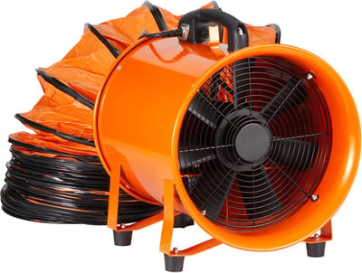 bouwventilator 365W AC motor bouwventilator 2810 rpm bouwventilator blower 1214 L/s (2574 CFM) axiaal ventilator 10 m slang axiaal ventilator 79 dB geluidsniveau industriële ventilator IP44