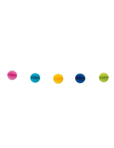 UNIQUE - Veelkleurige honingraatballen slinger 213 cm en 11 pompons