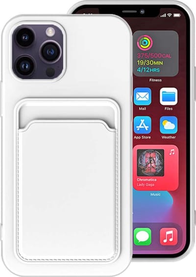 Smartphonica iPhone 13 Pro siliconen hoesje met pashouder - Wit geschikt voor iPhone 13 Pro