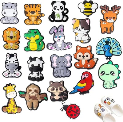 Thijox - Schoenbedels 20 stuks Dieren Croc Spelden Afneembare Doe-Het-Zelf Schoenstekers Schoensieraden Meerkleurig voor Kinderen, Meisjes en Vrouwen