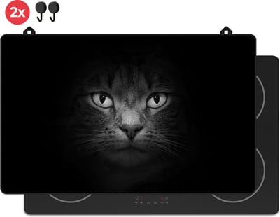 KitchyMist Inductie Beschermer 83x52 cm - Kat Portret - Kookplaat Beschermer - Afdekplaat voor Kookplaat - Inductie Mat - Spatscherm Achterwand Keuken