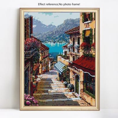 Peinture diamant 5D à faire soi-même, paysage urbain, bord de mer, broderie complète, point de croix 20X30CM