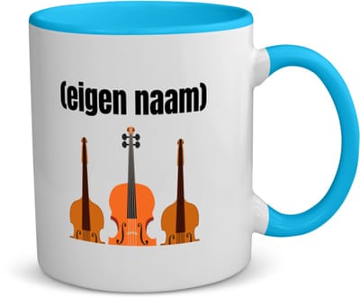 Akyol - 3 violen koffiemok - theemok - blauw - Viool - muziek liefhebbers - met eigen naam - de echte viool liefhebber - cadeau - kado - 350 ML inhoud