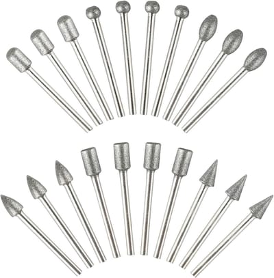 Diamond Cutter Set, 20 Pieces Diamond Milling Pens, Grinding Pins for Dremel Rotation Tool Accessories with 1/8 Inch - ShopVlot