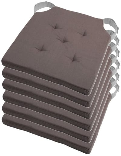 Stof Textile stoelkussen DUO - 6x - grijs - 38 x 38 x 4 cm - klittenband sluiting - zitkussens - binnen/buiten