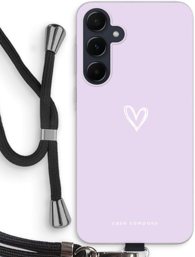 Case Company® - Hoesje met koord geschikt voor Samsung Galaxy A55 hoesje met Koord - Klein hartje paars - Telefoonhoesje met Zwart Koord - Bescherming aan alle Kanten en Over de Schermrand
