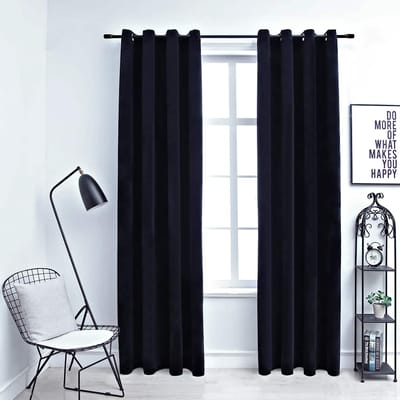 vidaXL - Gordijn - verduisterend - met - ringen - 2 - st - 140x225 - cm - fluweel - zwart