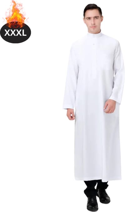 Nivard Islamitische Kleding - Djellaba Heren - Moslim Kleding - Arabisch Mannen Kaftan - Alhamdulillah - Wit XXXL