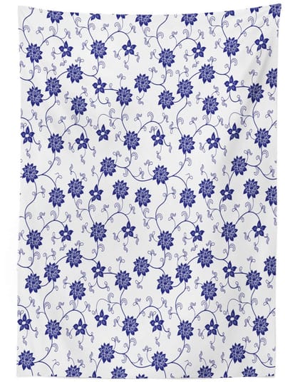 ABAKUHAUS Tafelkleed 140x240 cm – Satijnmix, Wasbaar, Violet-Blauw-Wit
