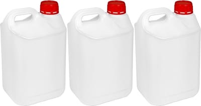 CM Jerrycan voor water/vloeistoffen - 3x - 5 liter - Kunststof - met draaidop - 12 x 18 x 30 cm - wit - Camping