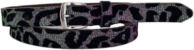 Dames Riem | Smalle Leren Riem | Panterprint Zilver | Kleur: Zilver | 2cm breed | Riemmaat: 85cm (totale lengte: 100cm) | 100% echt leer | Nikkelvrije gesp