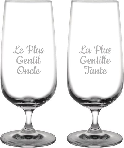 Bierglas op voet gegraveerd - 41cl - Le Plus Gentil Oncle & La Plus Gentille Tante