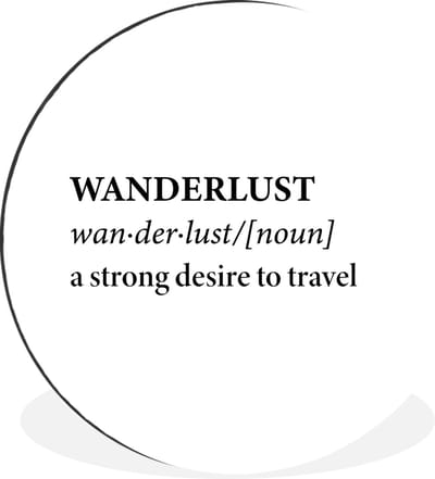 WallCircle - Wandcirkel - Muurcirkel - Spreuken - Quotes - A strong desire to travel - Wanderlust - Reis - Aluminium - Dibond - 30x30 cm - Binnen en Buiten