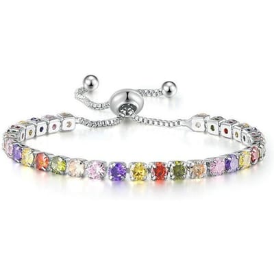 Luxe Kristallen Armbanden Voor Vrouwen Kleurrijk Glanzende Zirkonia Verstelbare Ketting Armband Bangles Meisjesfeest Valentijnsdag Sieraden white