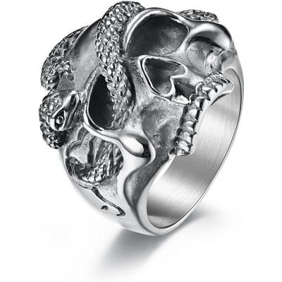 Gothic Vintage Roestvrij Staal Doodskop Slang Ring Voor Mannen Vrouwen Punk Hip Hop Unieke Doodskop Ringen Mode Creatieve Sieraden Cadeaus 11 gray