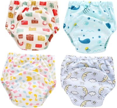 Babyluiers Trainingsbroek - Wasbare Luier - Zindelijkheidstraining - Waterdichte Binnenlaag - 4 stuks - Gekleurd
