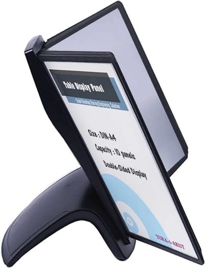 Tafelzichtbord systeem met 10 klapframes voor DIN A4 documenten zwart