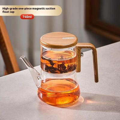 Accueil Nouvelle théière à ventouse magnétique flottante Nouvelle bombe magnétique en verre résistant à la chaleur Tasse de séparation d'eau de thé Ensemble de thé gray