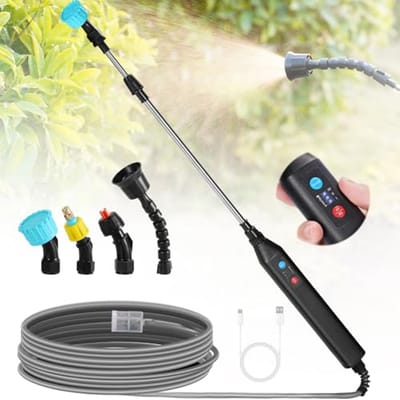 Elektrische plantensproeier - Tuinsproeier - Planten water geven - Instelbare snelheden - 3 meter slang - Zwart