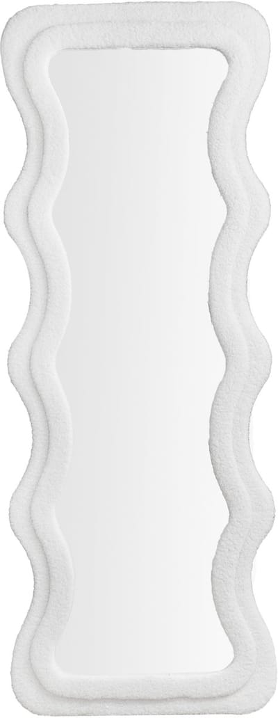 QUVIO Staande spiegel - Passpiegel - Vrijstaand - Teddy spiegel - Golvende vorm - Teddy - 160 cm - Wit