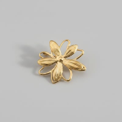 Dames Bloem Broche Goudkleurig – RVS Broche met Speldsluiting – 4 cm