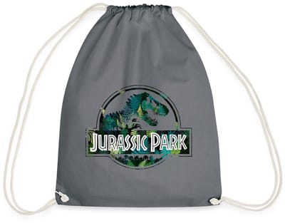 Jurassic Park Logo Met T-Rex Bladeren Ontwerp Gymtas