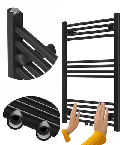 Granitan Badkamerradiator Raven - 90x60cm - Zwart - Ladderverwarming - Handdoekradiator