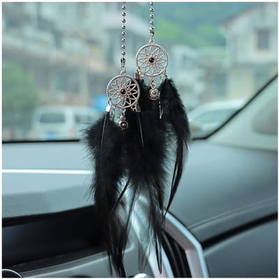 Dailygoody - Autospiegel hangende accessoires - Schattige dromenvanger ornament - Binnendecoratie voor vrouwen - Zwart - Hanger voor auto - Dromenvang...