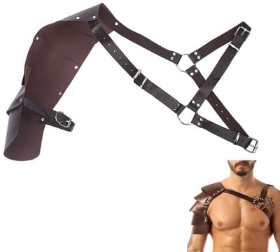 Harnas Verstelbaar - Middeleeuwse Schouderbescherming - PU Lederen Kostuum - Cosplay Viking Warrior - Geschikt voor Mannen - Duurzaam Materiaal