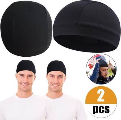 Oneay Set van 2 vochtregulerende en verkoelende hoofddeksels, gevoerde hardloopmuts, verkoelende muts, vochtregulerende gebreide muts, unisex, fietshelm hoofddeksel, ademend en sneldrogend.