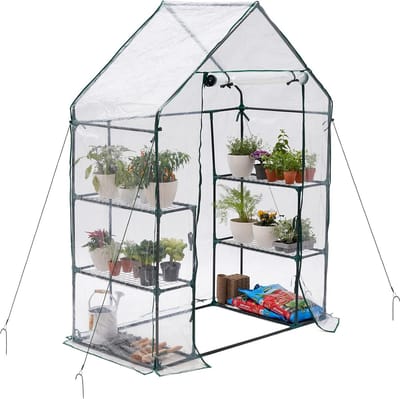 Tuinkas - Kweekkas - 195 cm hoog - Broeikas voor Binnen & Buiten - 6 Planken - Inclusief Haringen & Touwen - 195x143x73 cm - Stevig Metalen Frame - Waterdicht Zeildoek - Kweekrek - Bescherming tegen Vorst & Wind - Moestuin - Groentekas