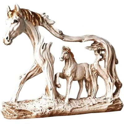 Sculpture de Cheval Résine Cheval Indien Galopant Statue Usage Domestique Décoration Décoration de Table Figurines Animales Durable beige