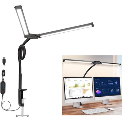 PULUZ PU498B LED-videolamp met dubbele kop Flexibel bureau-invullicht 3000K-6500K 10 helderheidsniveaus zwart