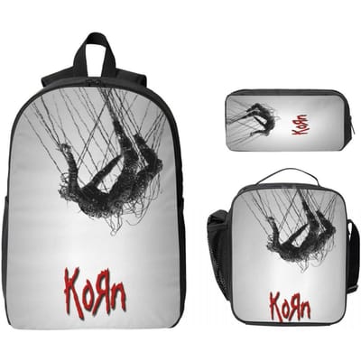 3 Stuks Korn The Nothing Schooltassen Set voor Jongen Meisje Etui Rugzak Sets met Lunchbox Voor Basisschool Leerlingen Daypack gray