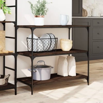 vidaXL - Keukentrolley - 102x50x95 - cm - bewerkt - hout - bruin - eikenkleurig