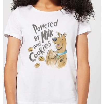 Scooby Doo Powered By Milk And Cookies Women's T-Shirt - White - XL