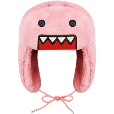 Domokun Rose Dessin Animé Broderie Velours Corail Chaud Chapeau Lei Feng Automne Hiver Extérieur Protection Oreilles One Size rose