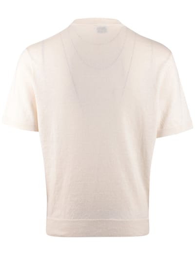 T-shirt BOSS Orange crème structuur strepen Kajordino