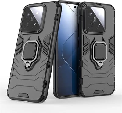 MobyDefend Hoesje - Geschikt voor Xiaomi 14 - Dubbelgelaagde Pantsercase Met Standaard - Zwart