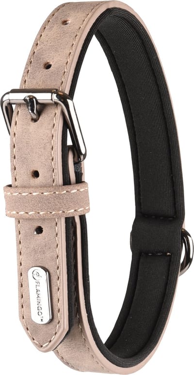 Flamingo Delu Met Neopreen - Halsband Honden - Halsband Delu Taupe M/l 38-48cm 25mm - 1st - 123469 - 1st