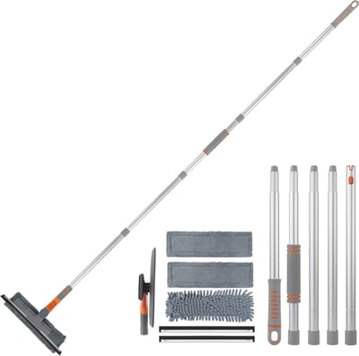 Professionele 3-in-1 Telescoop Raamwisser - Telescopische Raamreiniger tot 200 cm voor hoge ramen, Douche en Glas