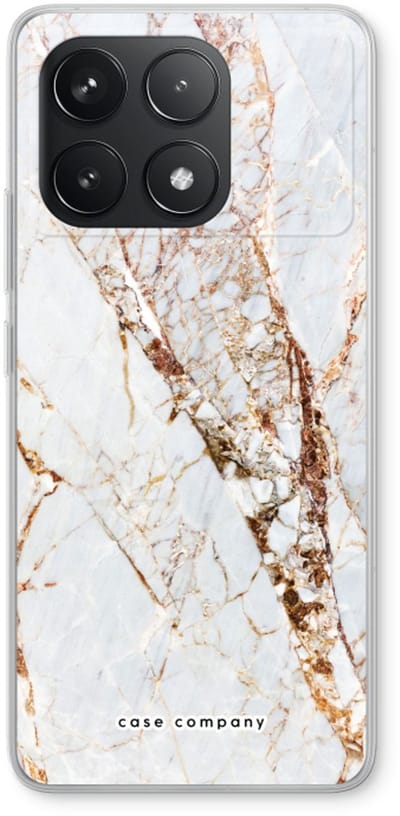 Case Company® - Hoesje geschikt voor Xiaomi Poco F6 Pro hoesje - Goud marmer - Soft Cover Telefoonhoesje - Bescherming aan alle Kanten en Schermrand