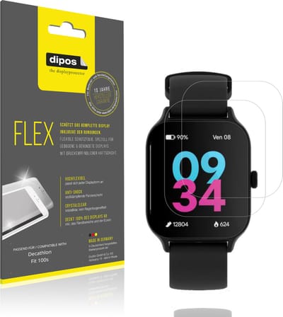 dipos – 2x Beschermfolie geschikt voor Decathlon Fit100s | 3D Full Cover Screenprotector | 100% Passend