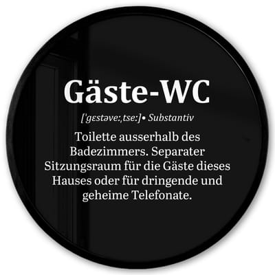 Poster in lijst Rond - Fotolijst 40x40 cm - Posters - Quotes - Gäste-wc - Definitie - Zwart - Spreuk - Ronde posterlijst zwart - Decoratie - Wanddecoratie woonkamer - Muurdecoratie slaapkamer
